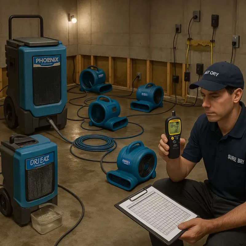 Structural Drying and Dehumidification process in Lluveras, PR